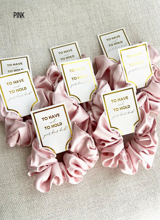 Pink Silk Satin Soft Scrunchie - Bridal Gift
