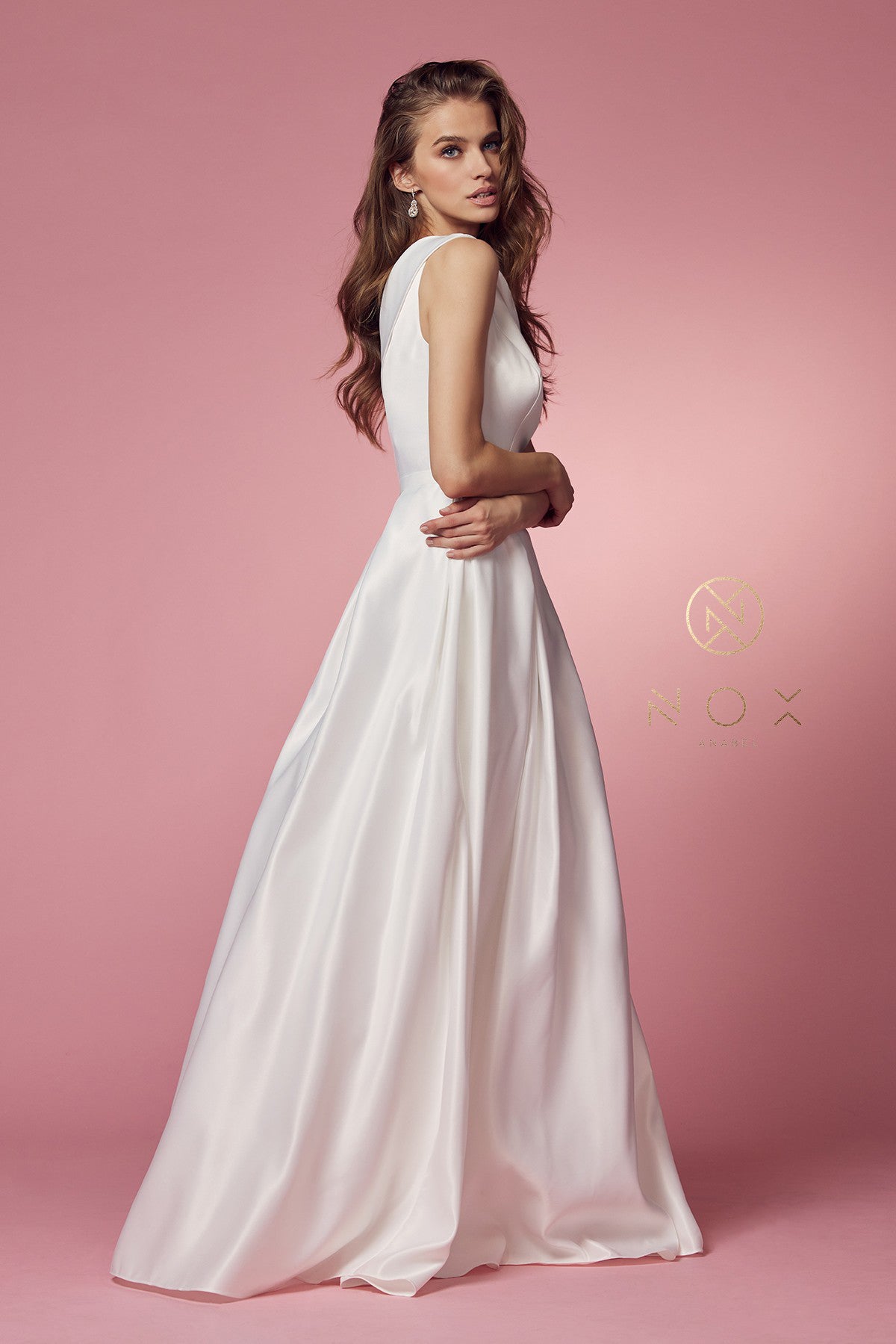 One Shoulder Satin A-Line Gown - Wedding Gown - Nox Anabel