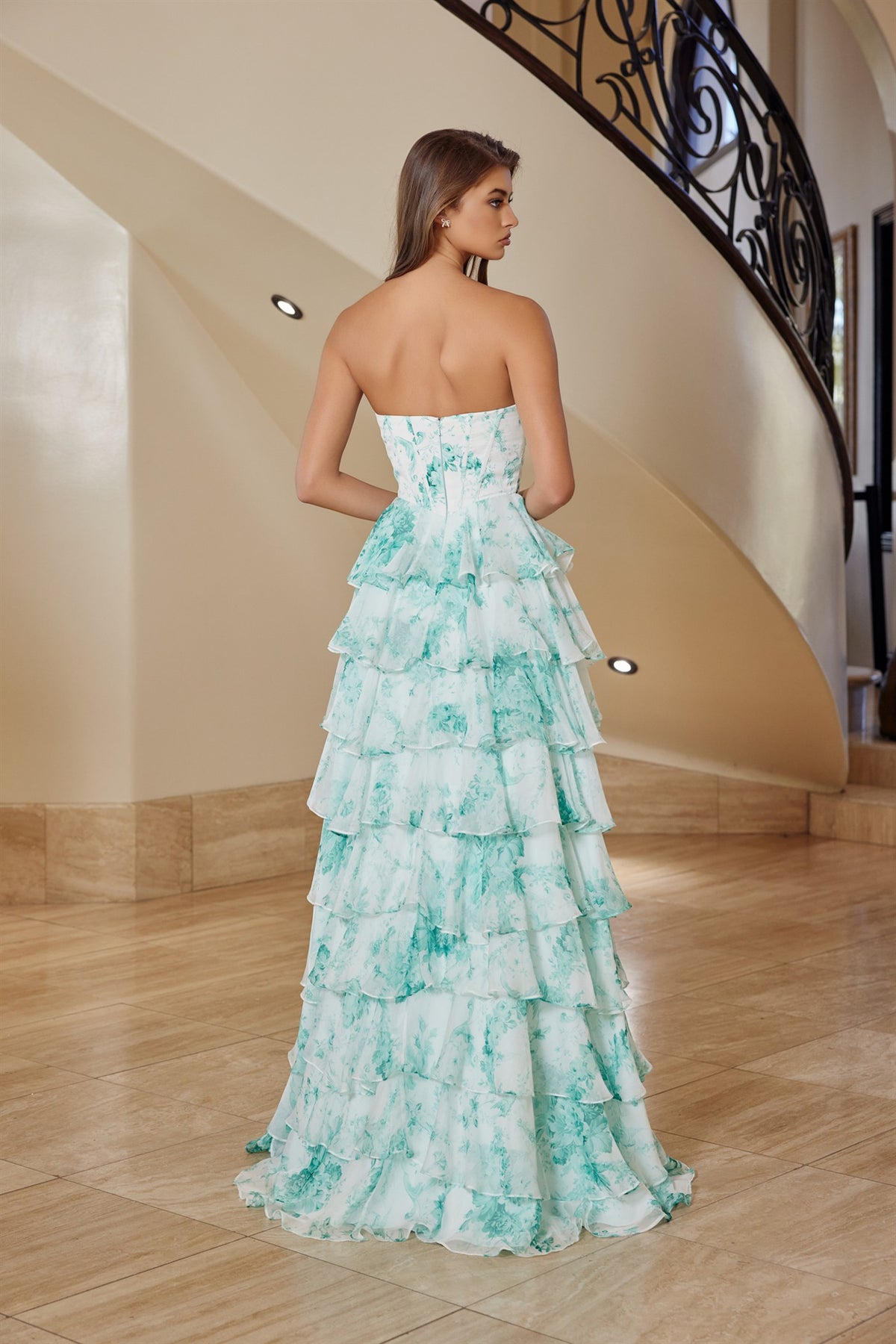 Nox Anabel Lily formal gown dress with a strapless chiffon bodice and multilayered skirt, elegant and stylish for special occasions