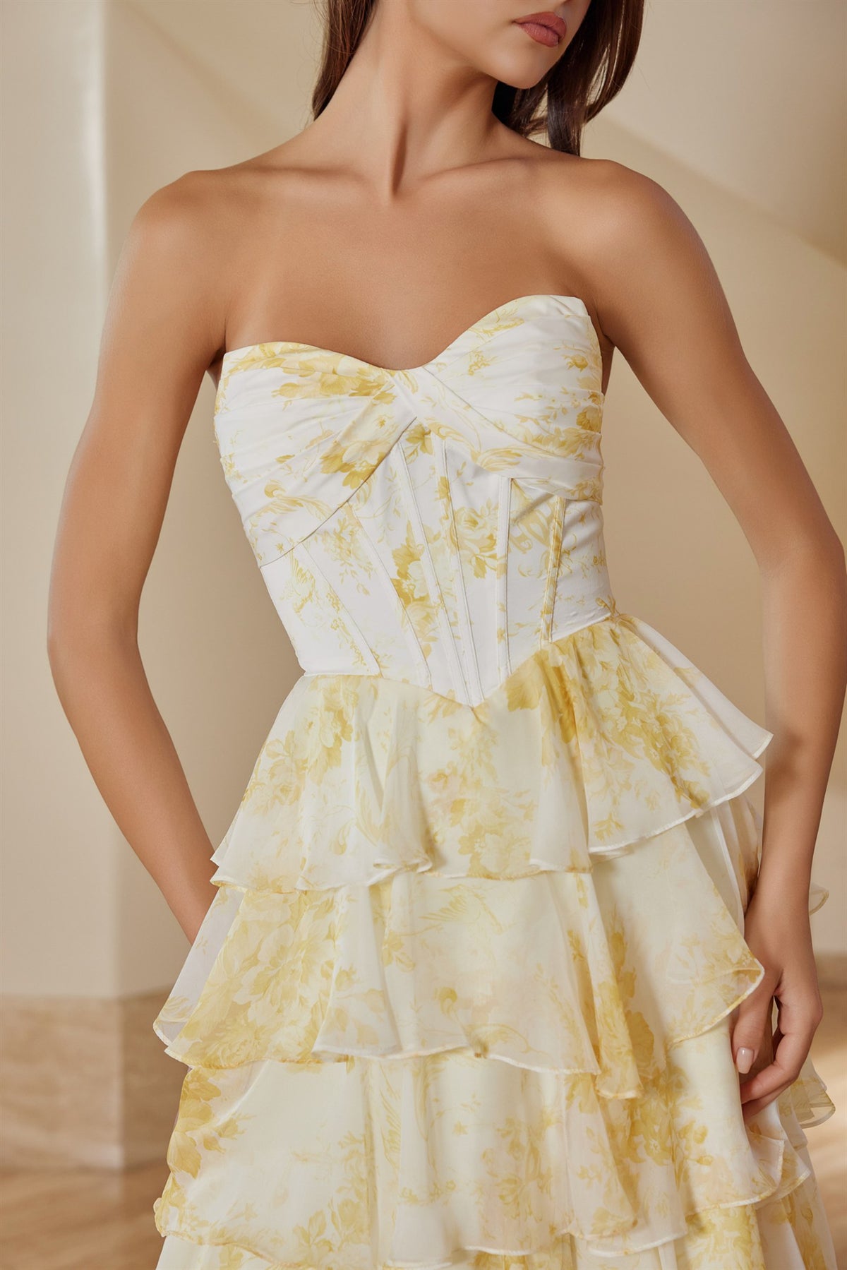 Nox Anabel Lily formal gown, strapless chiffon dress with multilayered skirt and sweetheart neckline, elegant evening attire