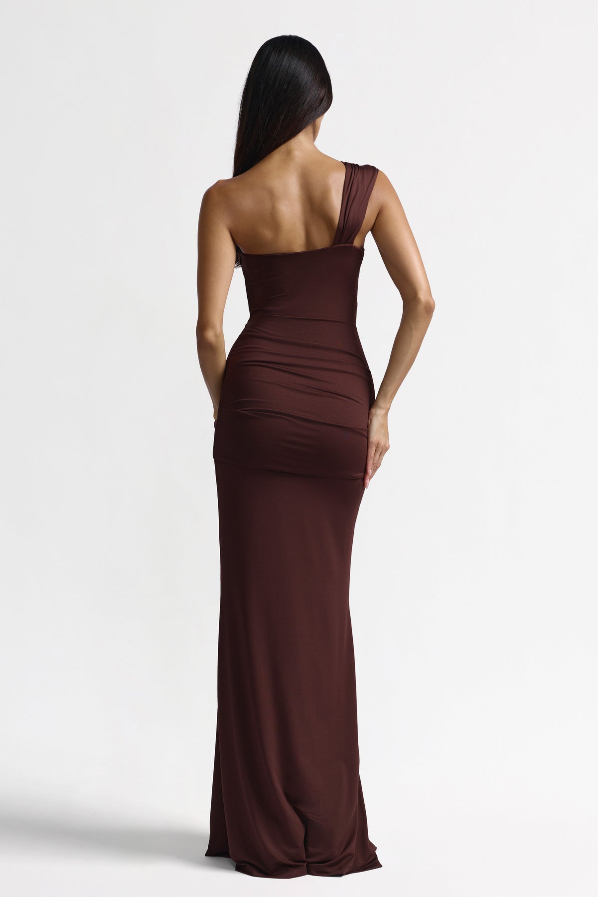 Studio Lexi Nyla Dress in chocolate color, stylish women's dress with a fitted silhouette and elegant design.