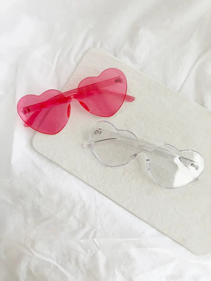 Thick Heart Sunglasses - Clear