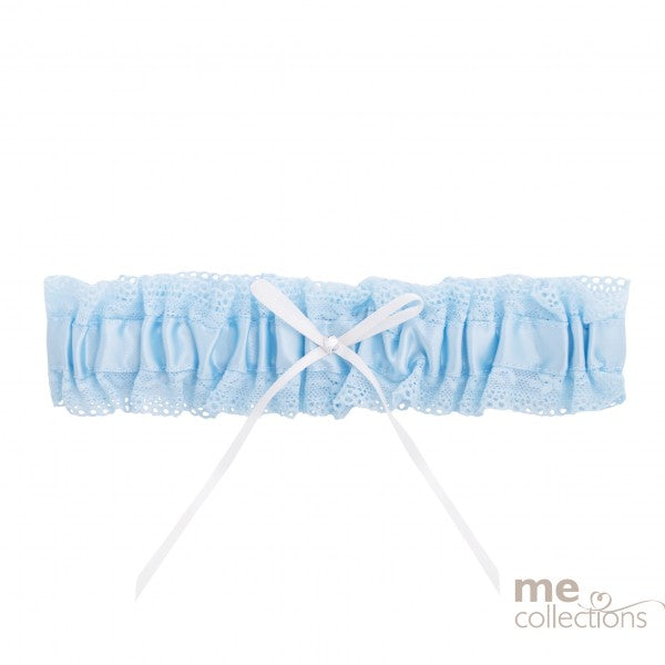 Blue Garter With Lace And White Bow