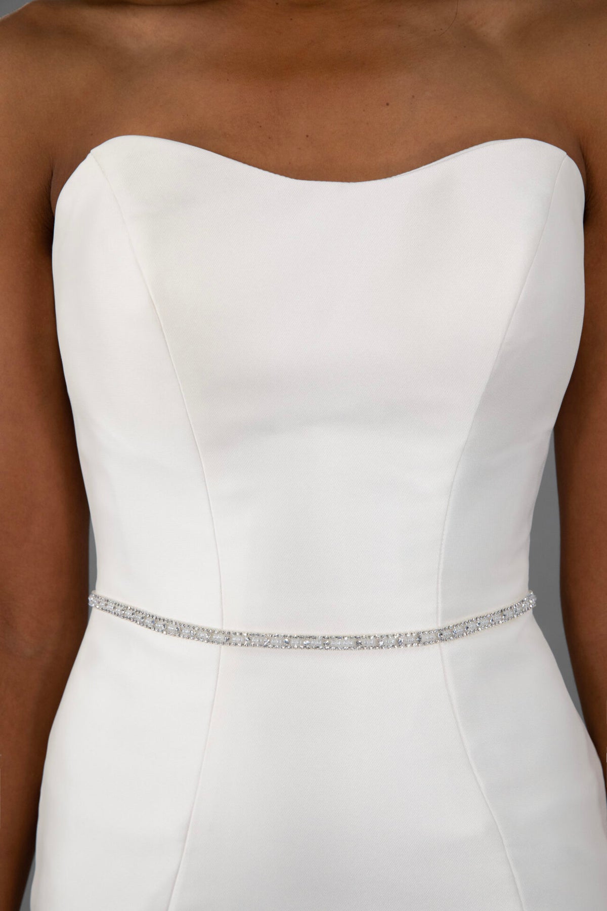 Thin Silver & Ivory Beaded Bridal Belt - Accessory - Grace and Goddess