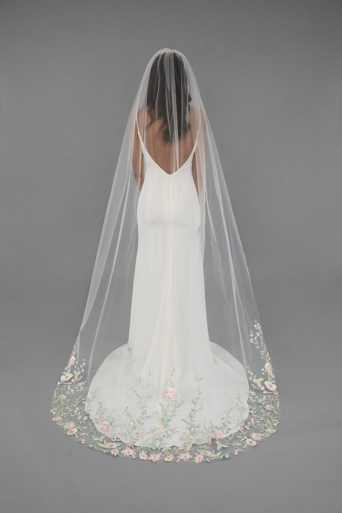 Brynleigh Pastel Floral Embroidery Veil