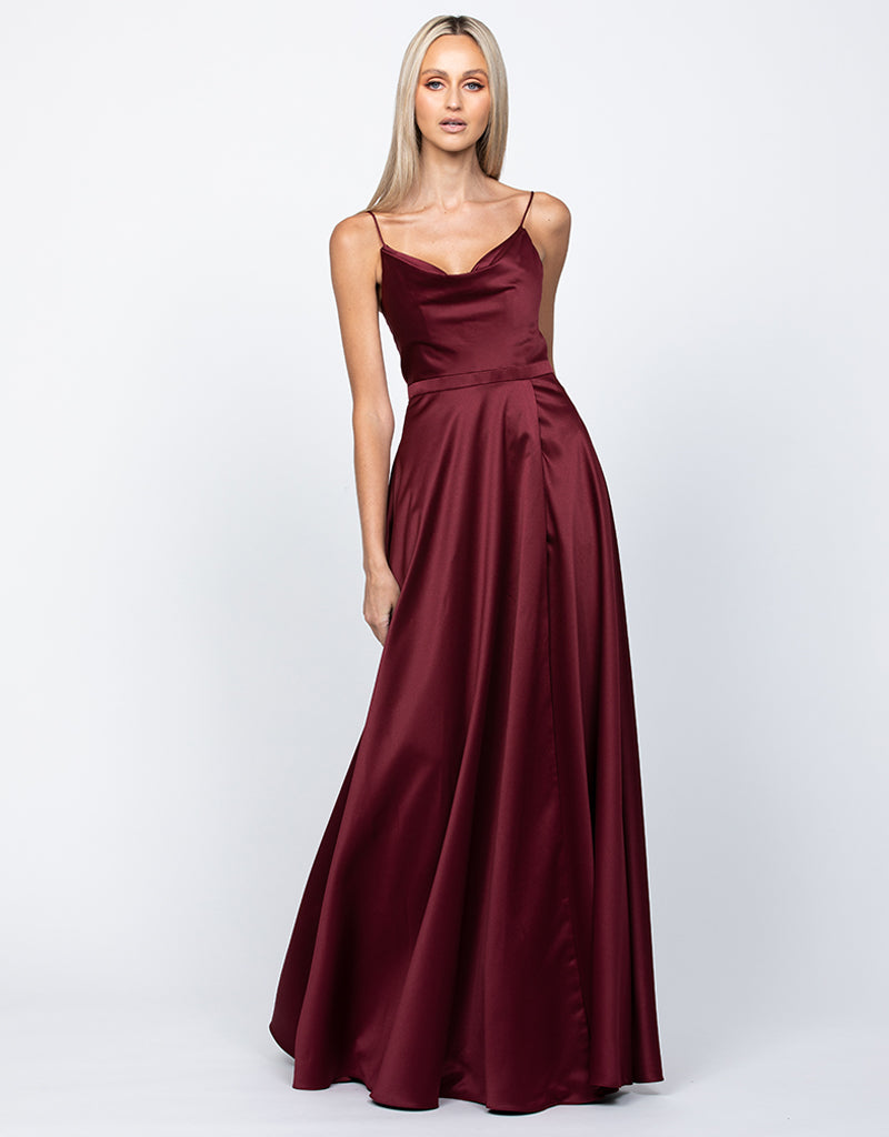 Diamond Cowl Wrap Gown - Honey Fawn Boutique