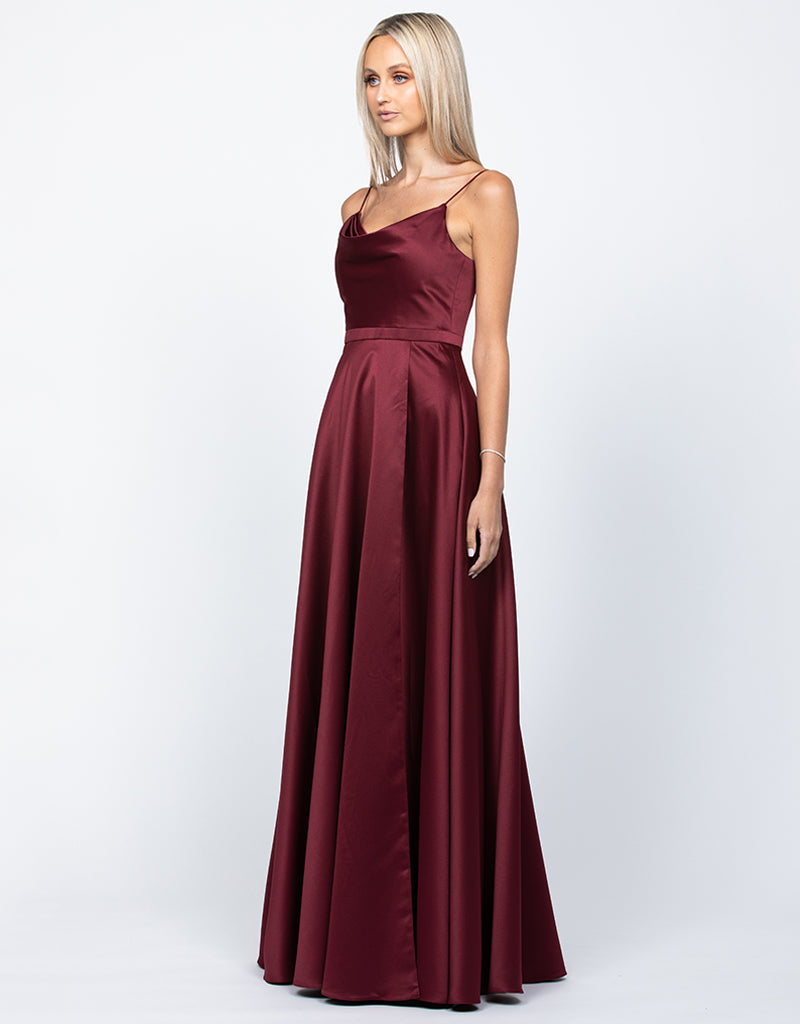 Diamond Cowl Wrap Gown - Honey Fawn Boutique