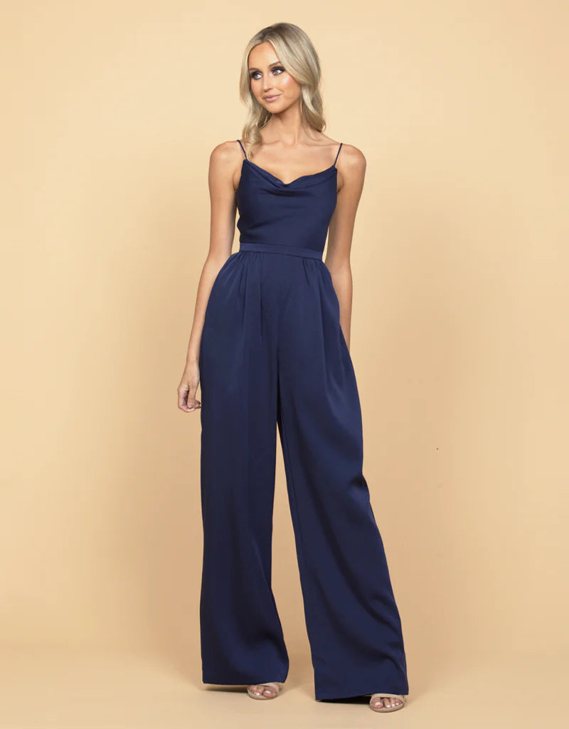 Carlee Cowl Neck Jumpsuit - Honey Fawn Boutique