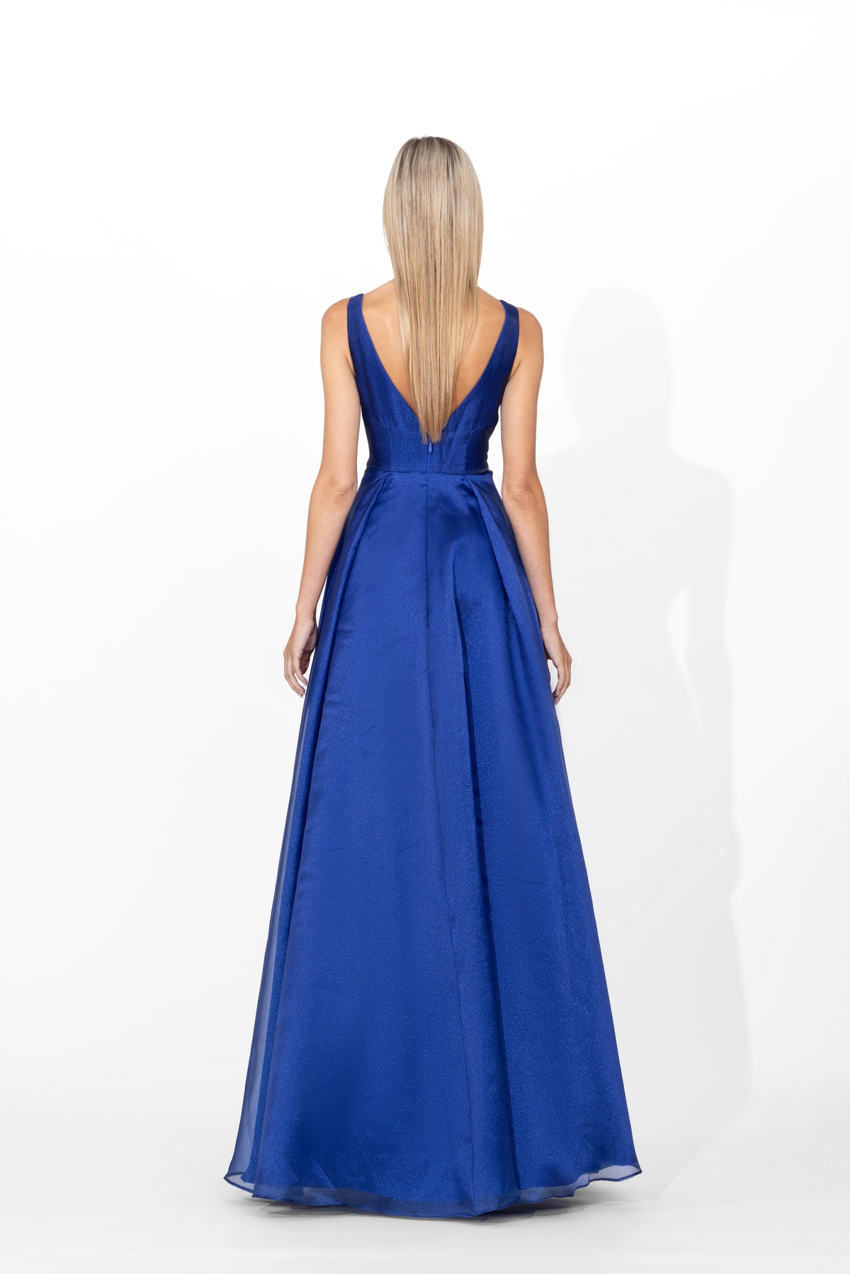 Priyanka Plunge Neck Ballgown - Honey Fawn Boutique