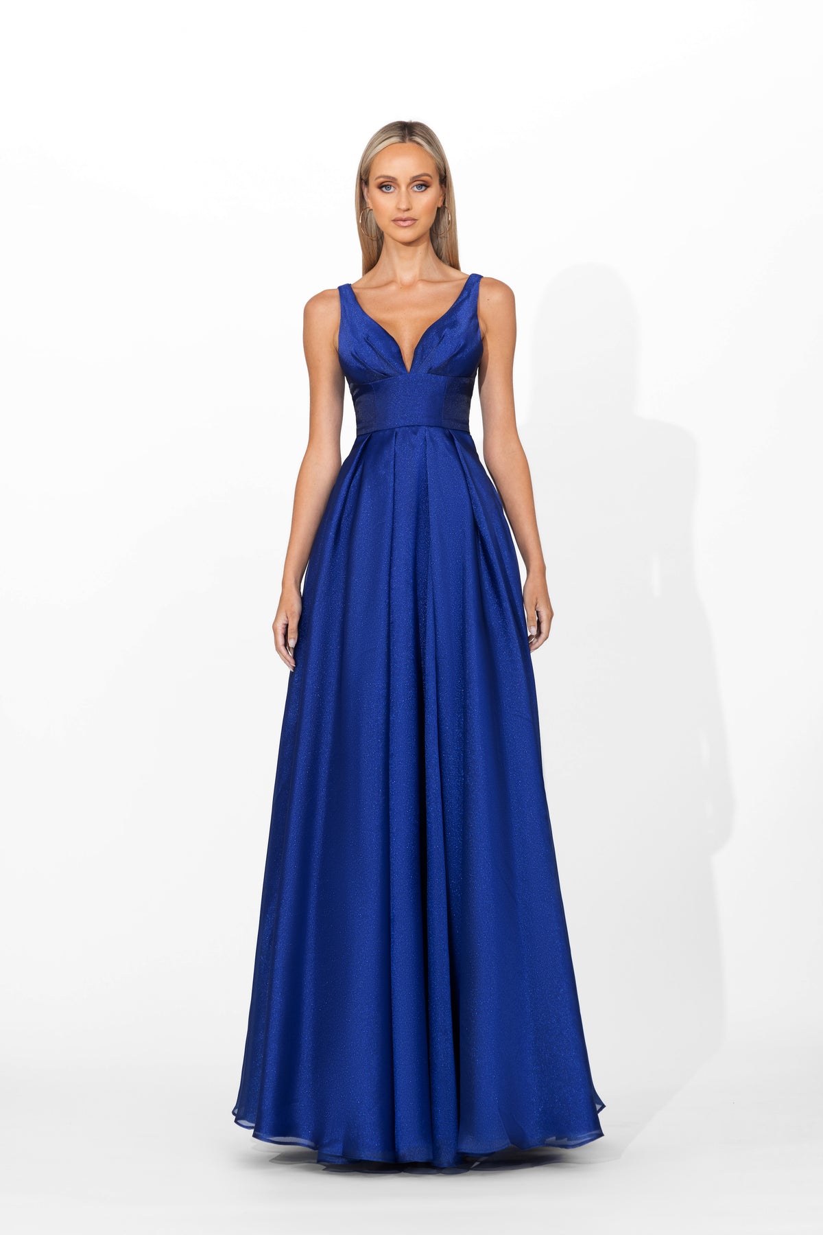 Priyanka Plunge Neck Ballgown - Honey Fawn Boutique