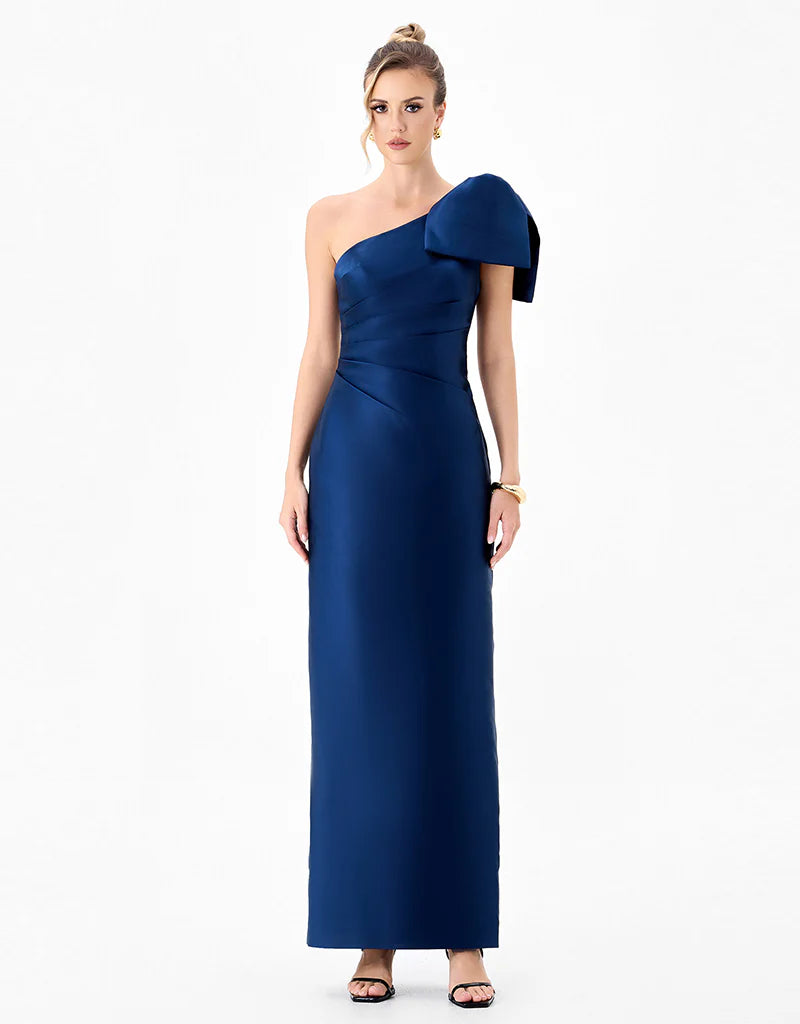 Aramy One Shoulder Bow Gown - Dress - Bariano