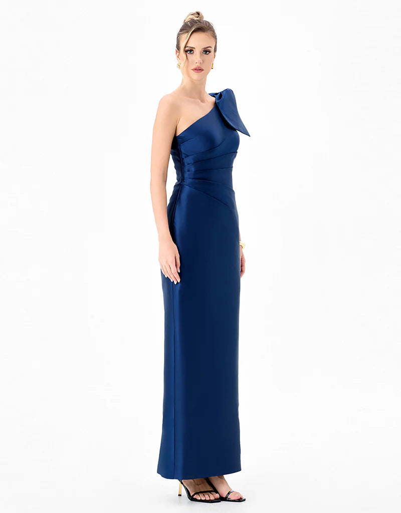 Aramy One Shoulder Bow Gown - Dress - Bariano