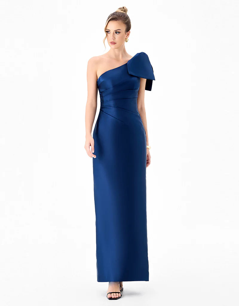 Aramy One Shoulder Bow Gown - Dress - Bariano