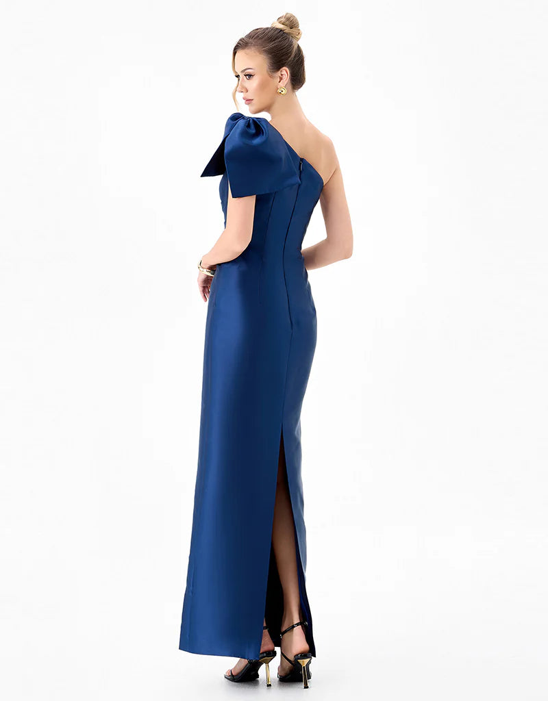 Aramy One Shoulder Bow Gown - Dress - Bariano