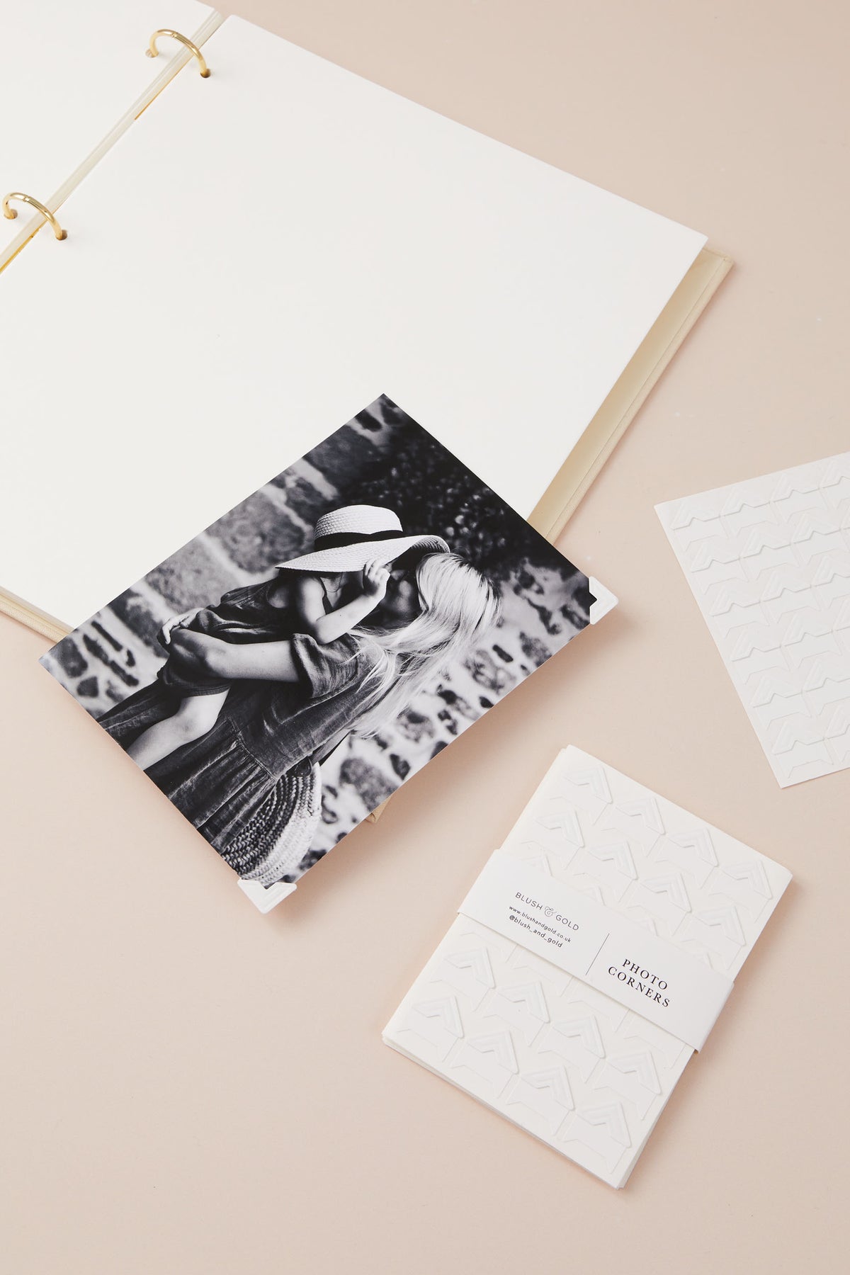 240 Photo Corners for Photo Albums & Guest Books - Giftware - Blush and Gold
