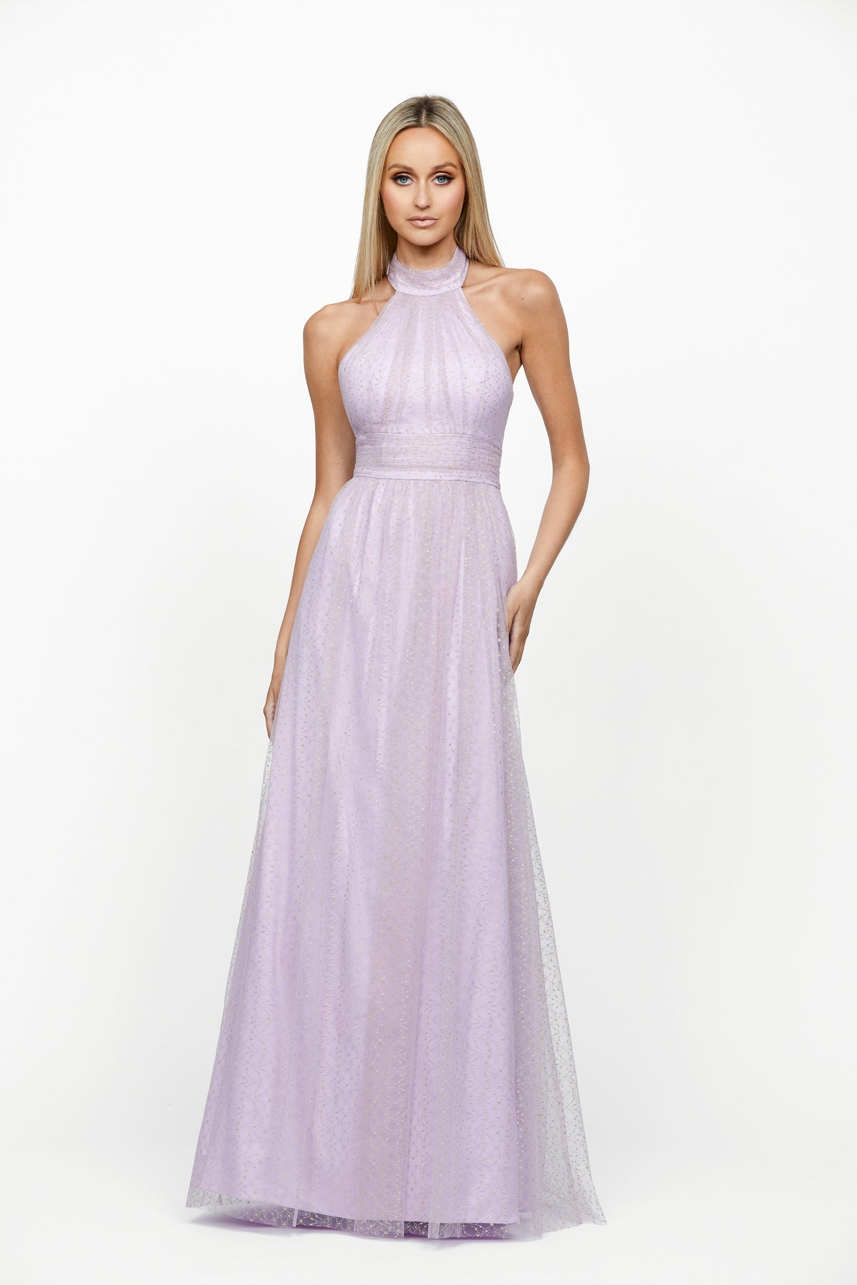 Hallie Halter Neck Ball Gown - Honey Fawn Boutique