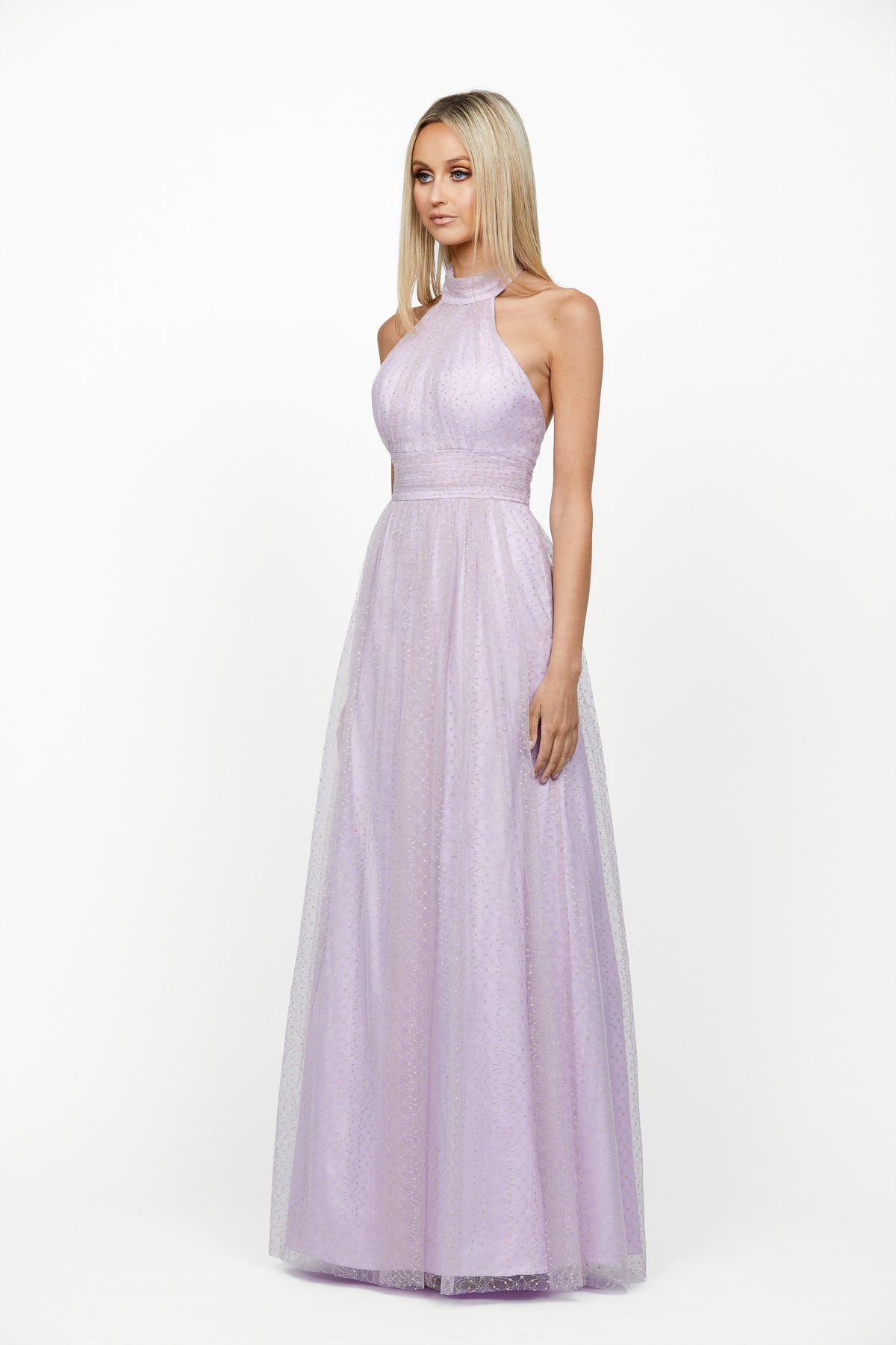 Hallie Halter Neck Ball Gown - Honey Fawn Boutique