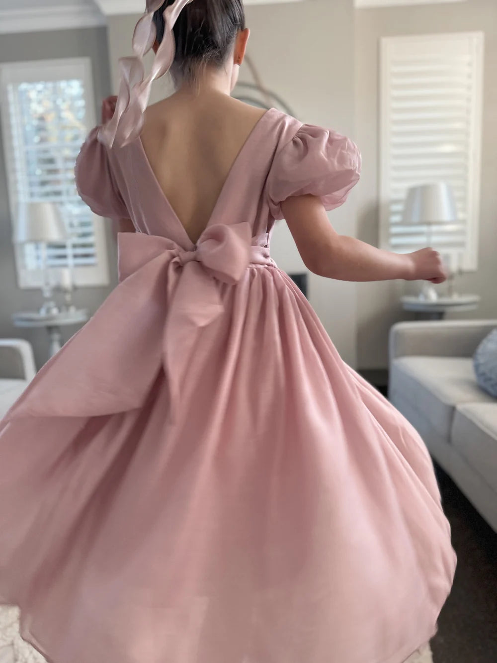 Delia Girls Dusty Pink Dress - Flower Girl Dress - A Little Lacey