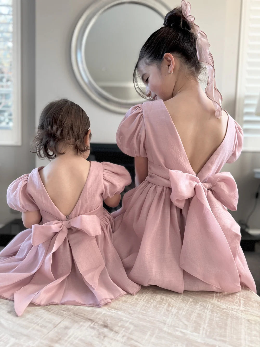 Delia Dusty Pink Baby Dress - Flower Girl Dress - A Little Lacey