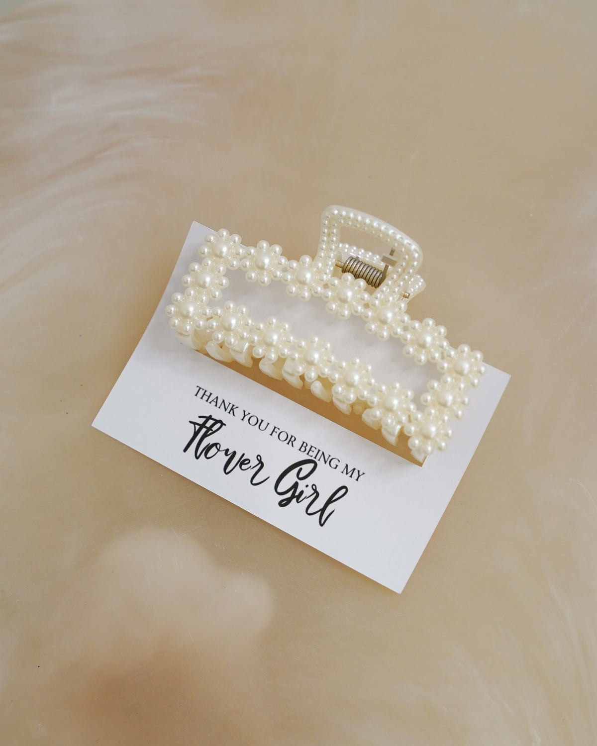 Thank You Flower Girl Gift Claw Clip Rectangle - Giftware - Honey Fawn Boutique