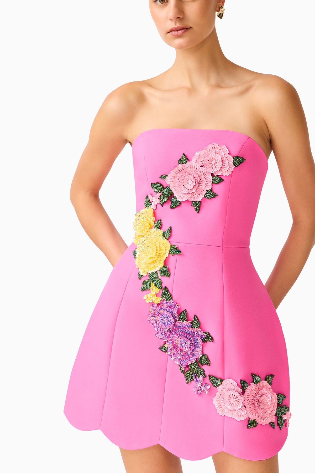 Laurentia Strapless Mini Tulip Dress