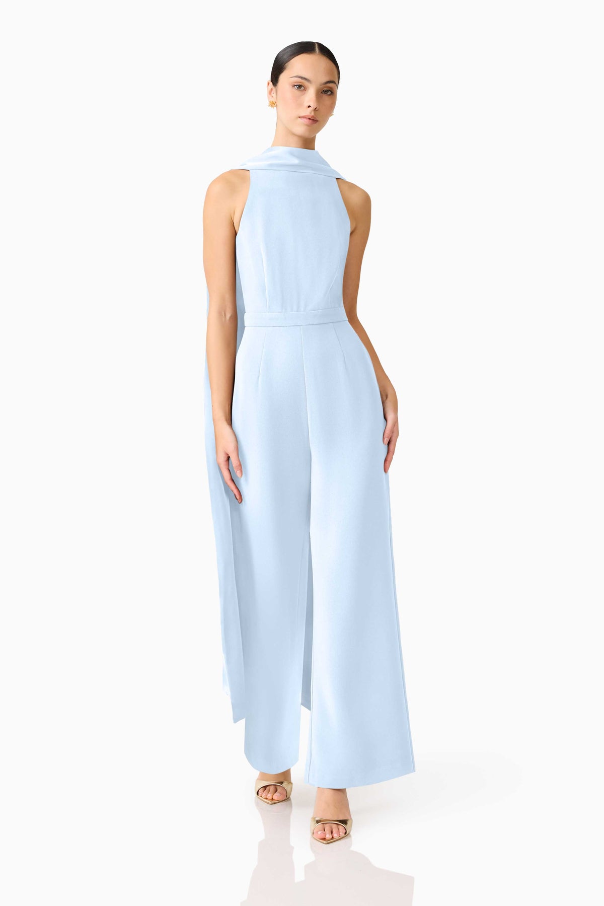 Blue Elliatt Anaya wide leg jumpsuit dress with flowing fabric and stylish design, perfect for casual and semi-formal occasions.