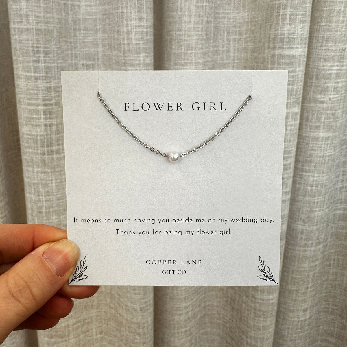 Flower Girl Thank You Necklace Silver - Honey Fawn Boutique