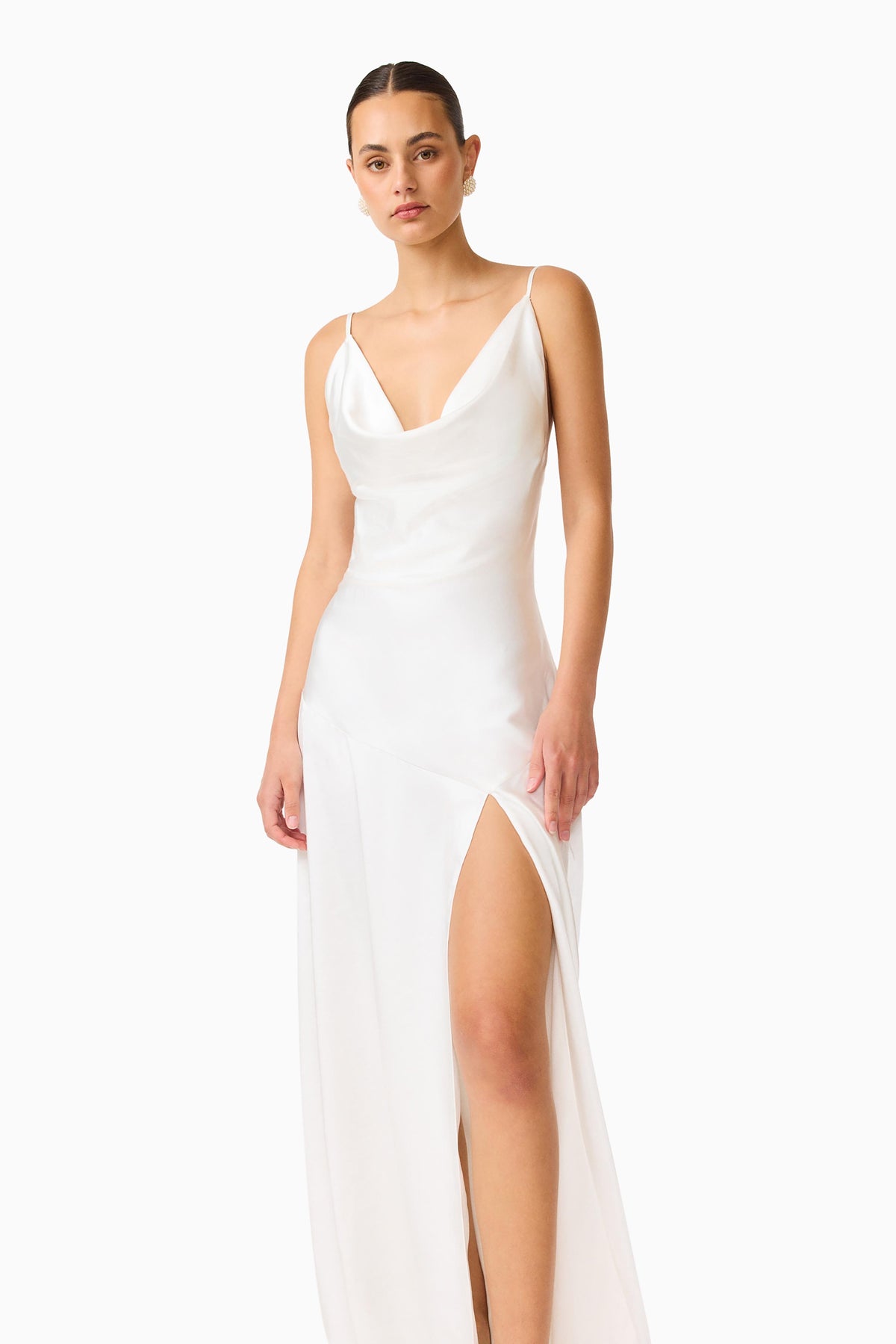 Erielle Cowl Neck Gown White - Dress - Elliatt