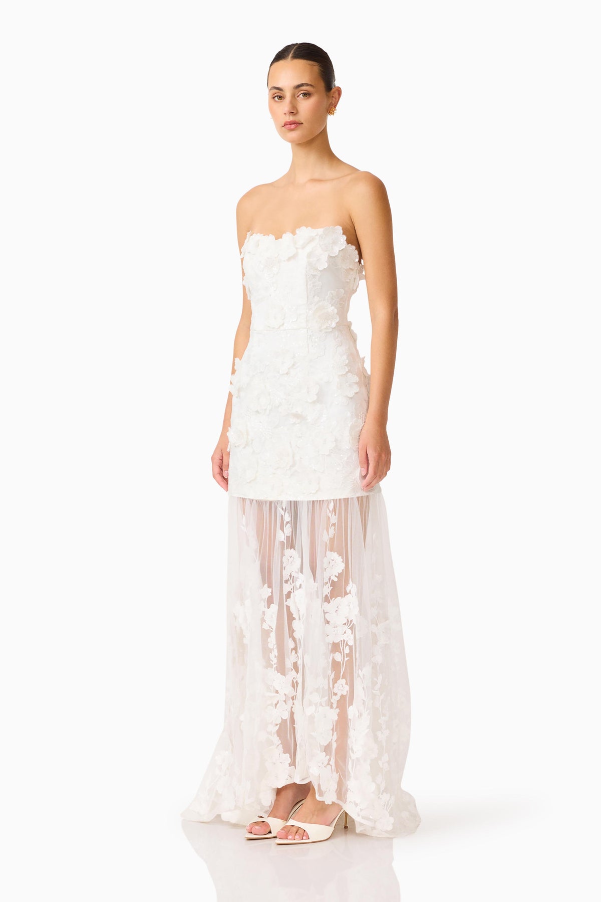 Lorina Strapless Gown White - Dress - Elliatt