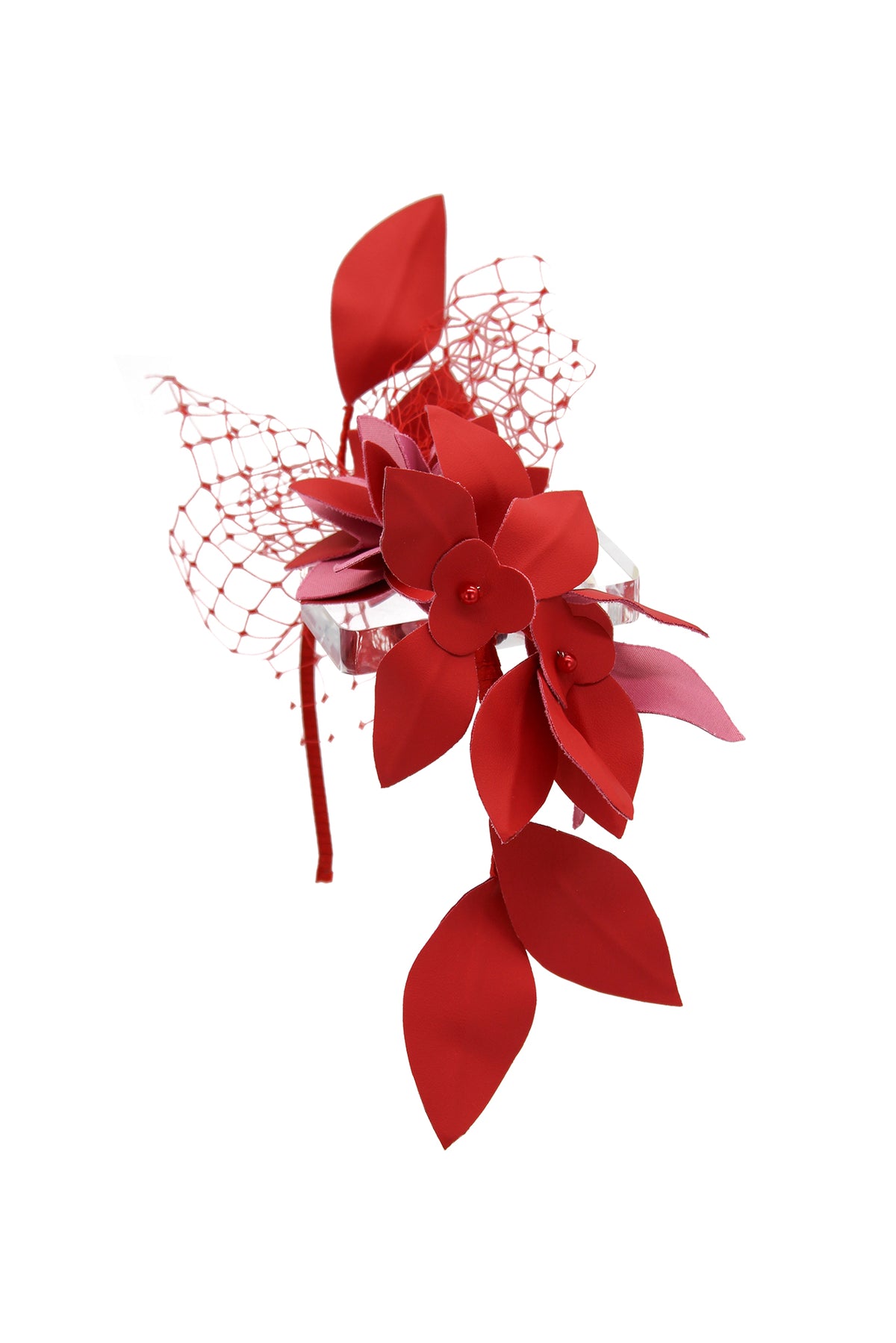 Dulcie Fascinator Red and Pink