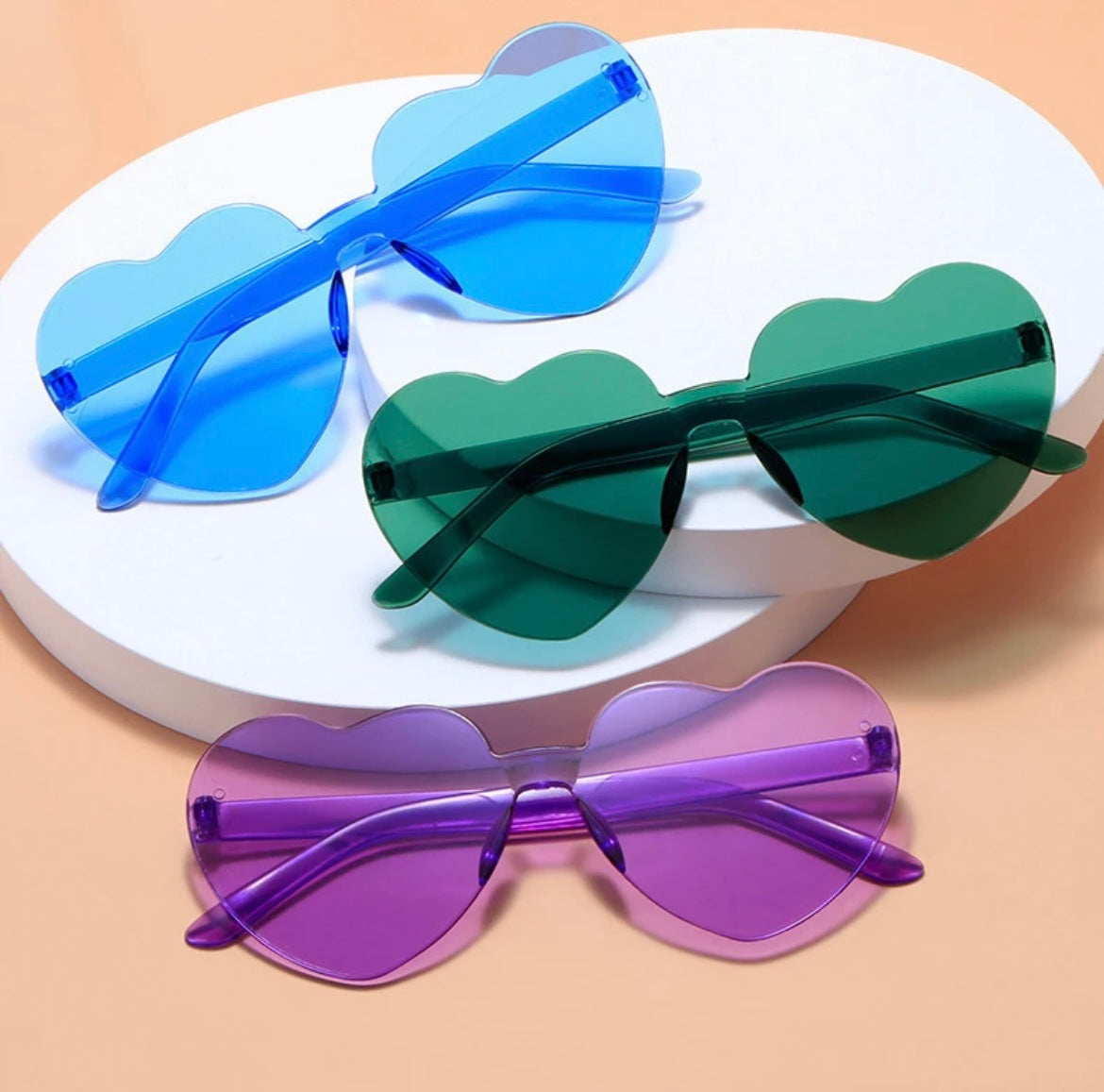 Rimless Heart Sunglasses - Green