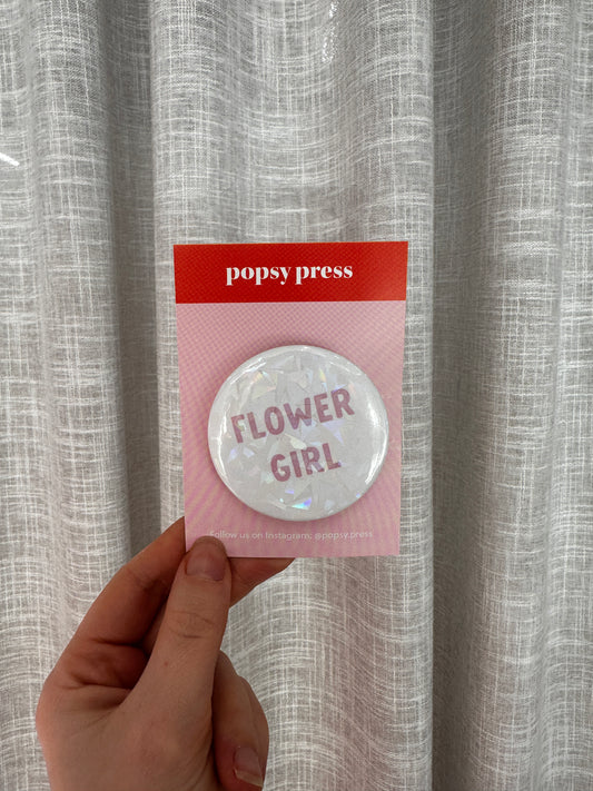 Holographic Flower Girl Badge