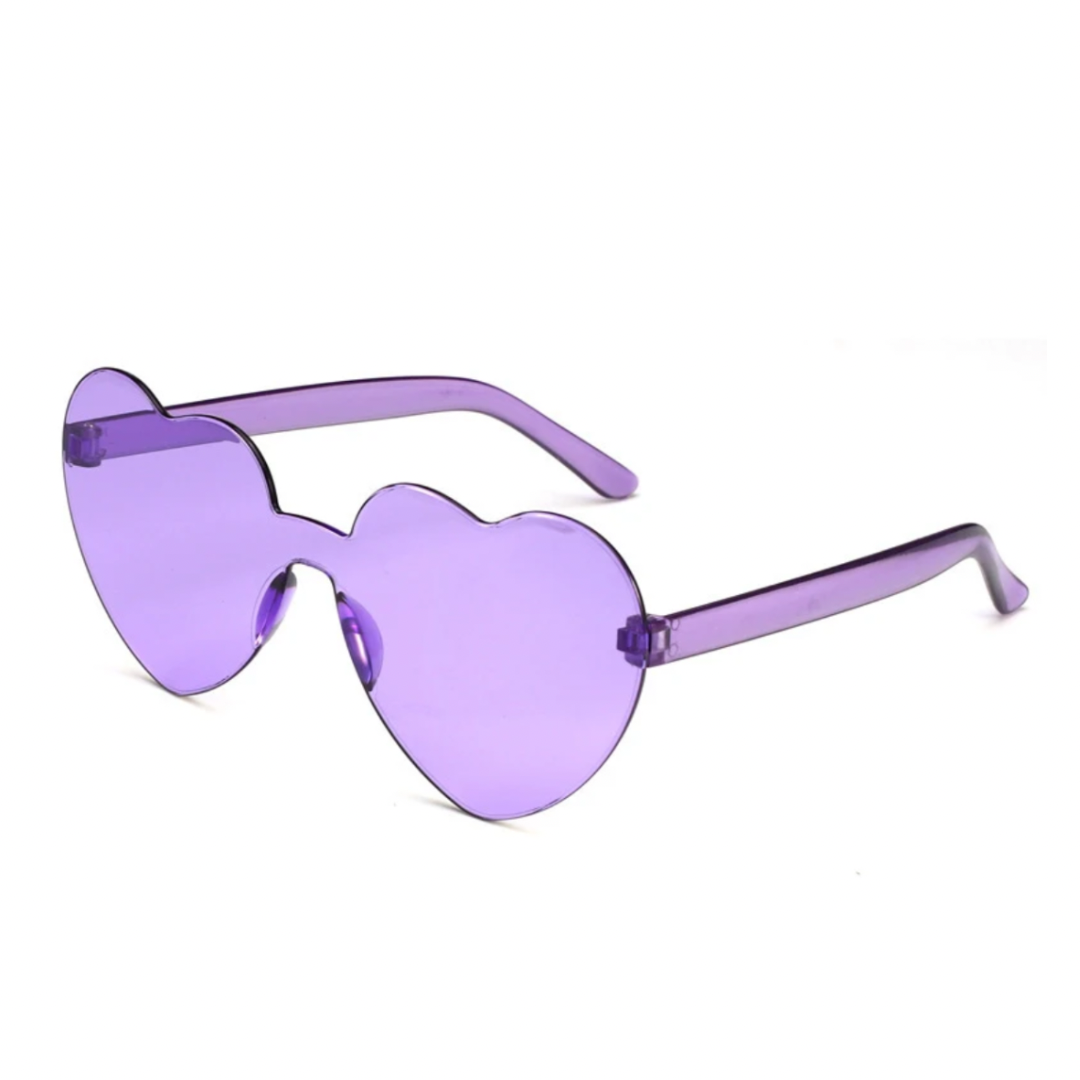 Rimless Heart Sunglasses - Purple - Honey Fawn Boutique