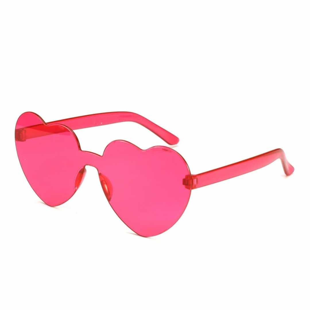 Rimless Heart Sunglasses - Hot Pink - Honey Fawn Boutique