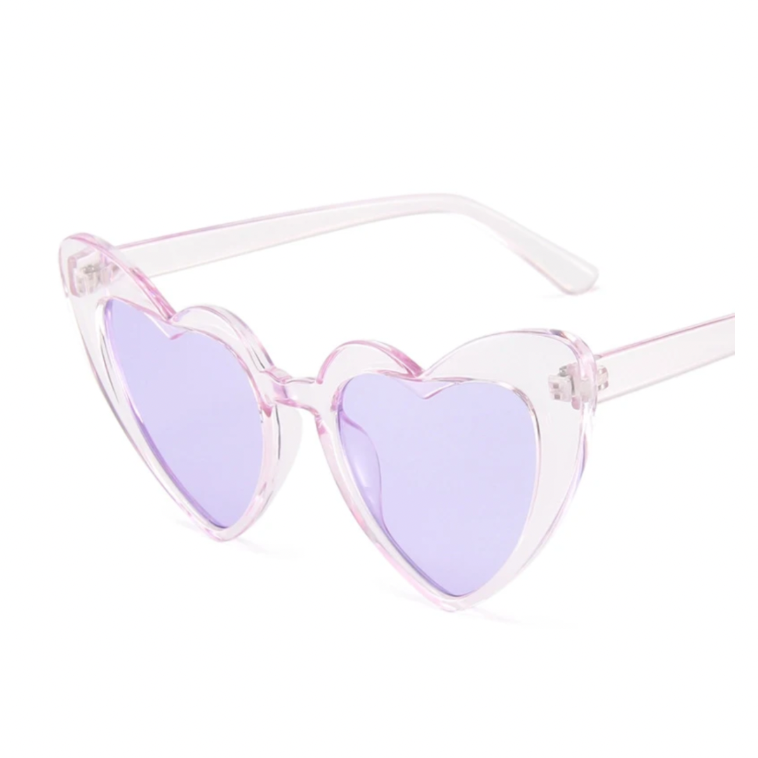 Lilac Crystal Heart Sunglasses - Honey Fawn Boutique