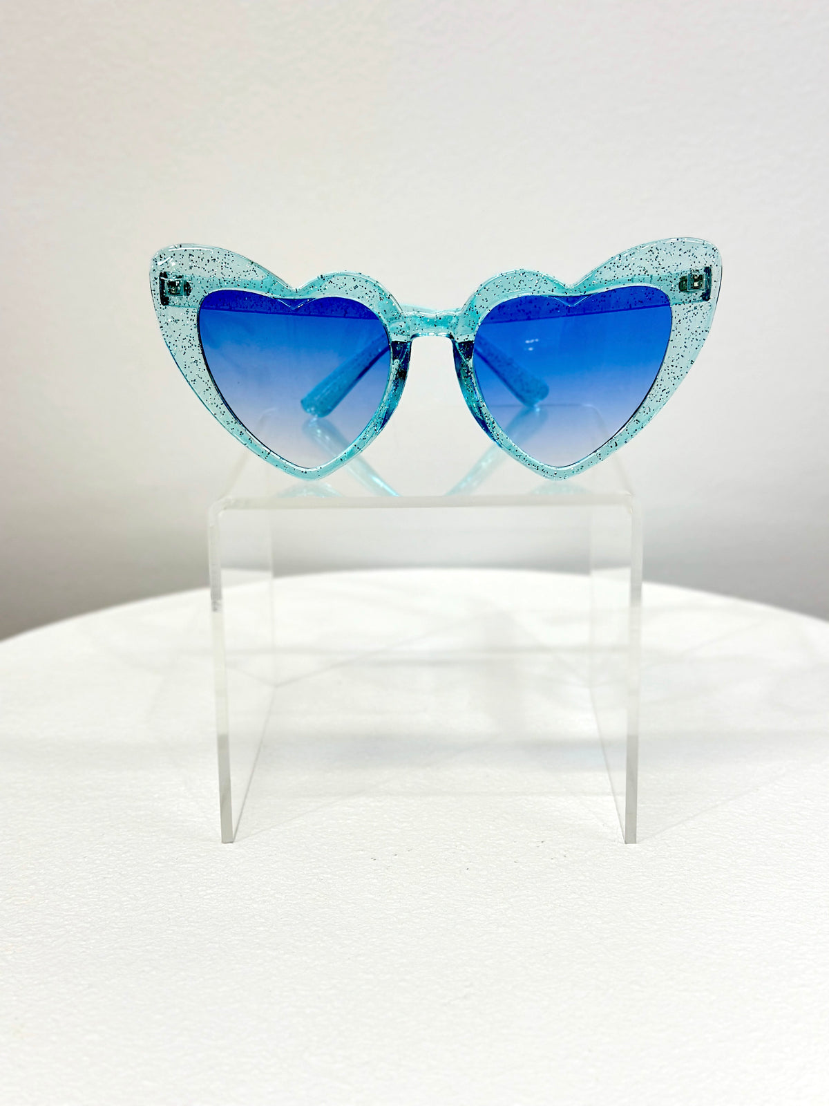 Blue Glitter Heart Sunglasses - Honey Fawn Boutique