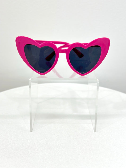Hot Pink And Black Heart Sunglasses