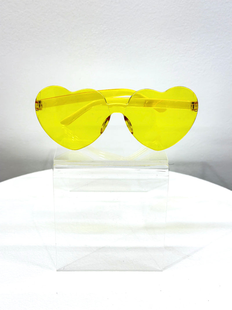 Rimless Heart Sunglasses - Yellow - Honey Fawn Boutique