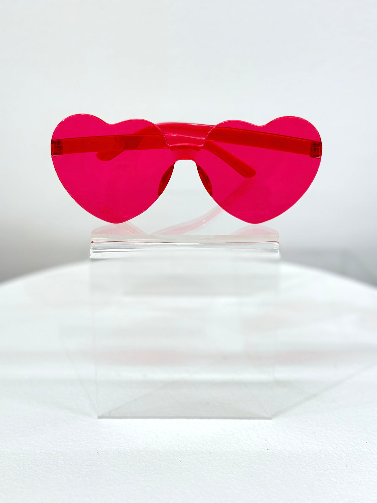 Rimless Heart Sunglasses - Hot Pink