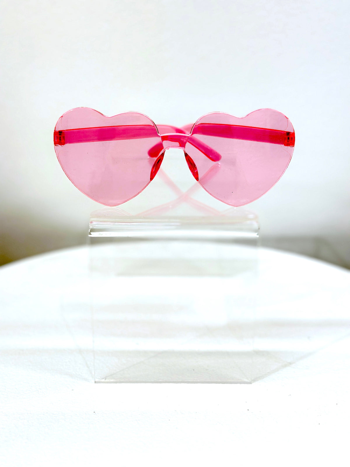 Rimless Heart Sunglasses - Light Pink