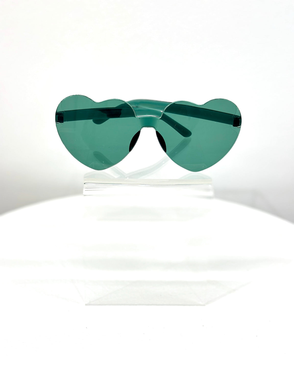 Rimless Heart Sunglasses - Green - Honey Fawn Boutique