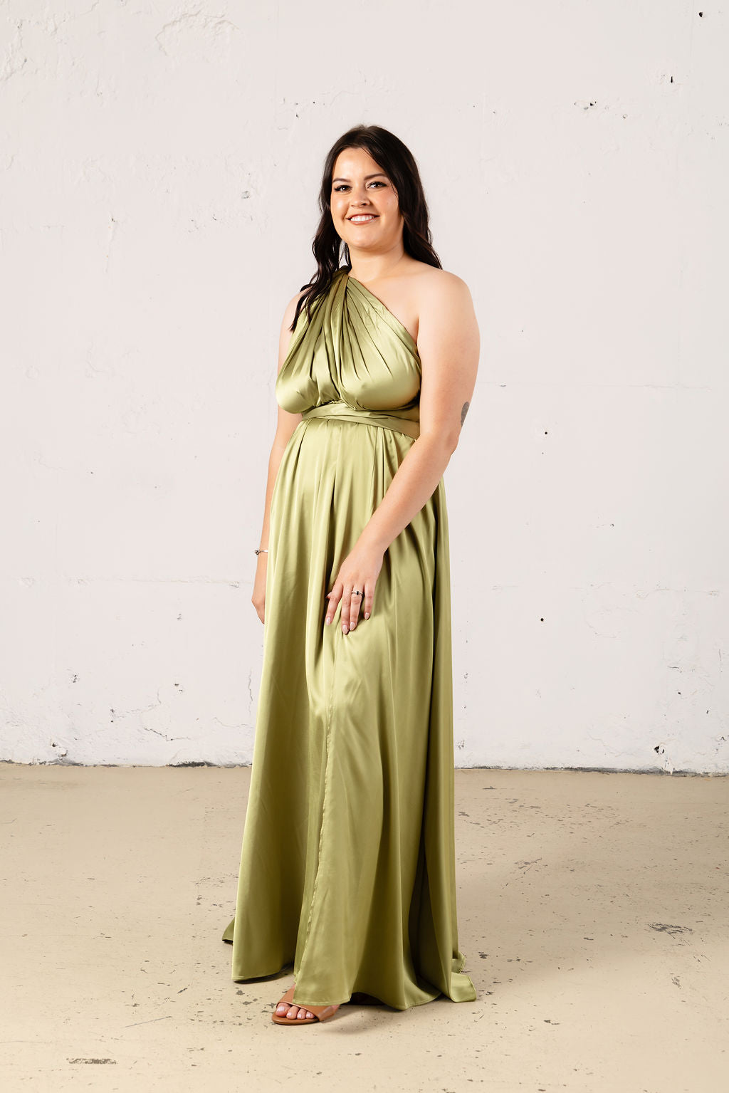 Satin Multiway Dress with Leg Split - Dress - JOUNE