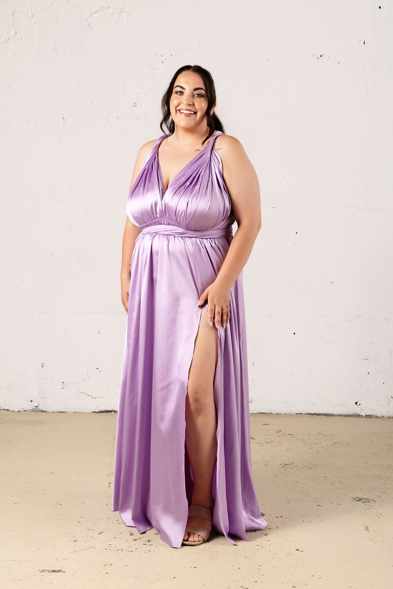 Satin Multiway Dress with Leg Split - Dress - JOUNE