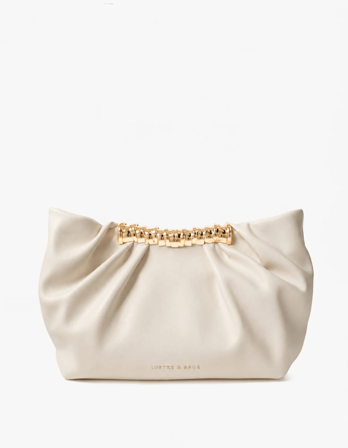 Aura Gathered Clutch Bag in Cream - Accessory - Lustre and Sage