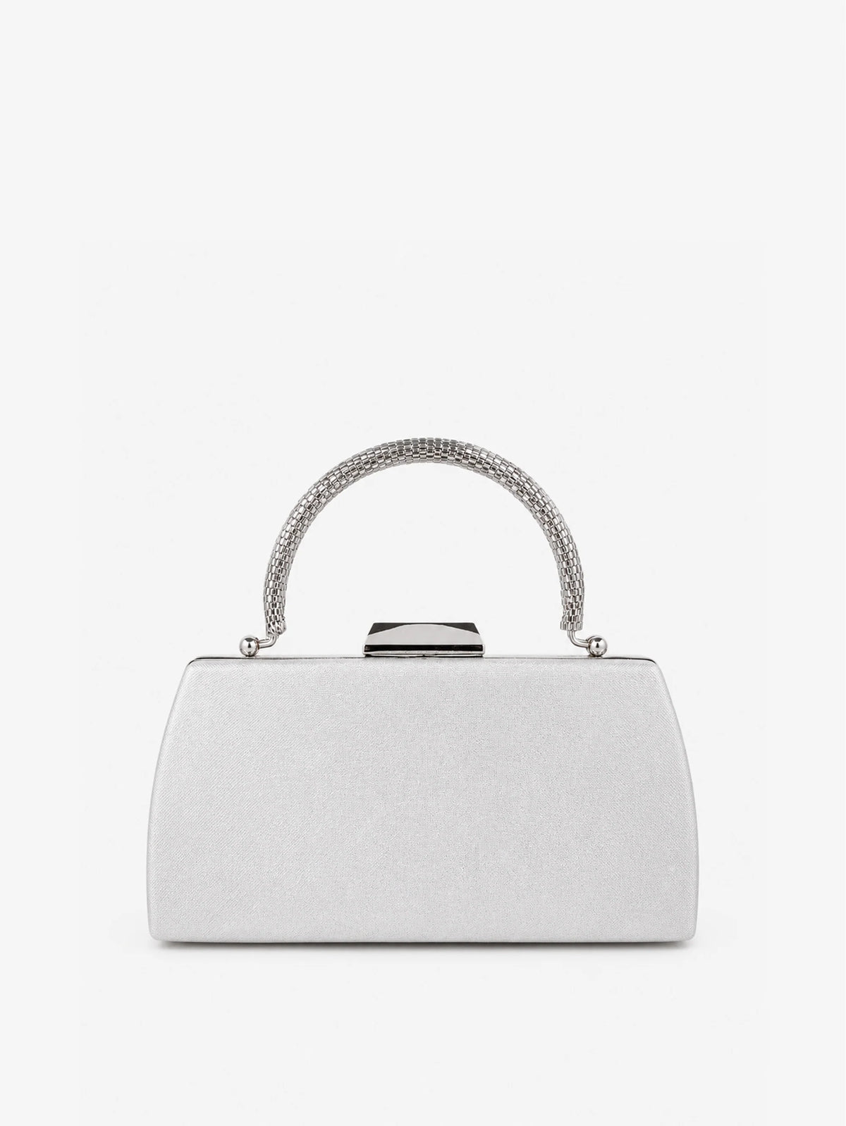 Nuvia Duo Top Handle Clutch Bag in Silver - Accessory - Lustre and Sage