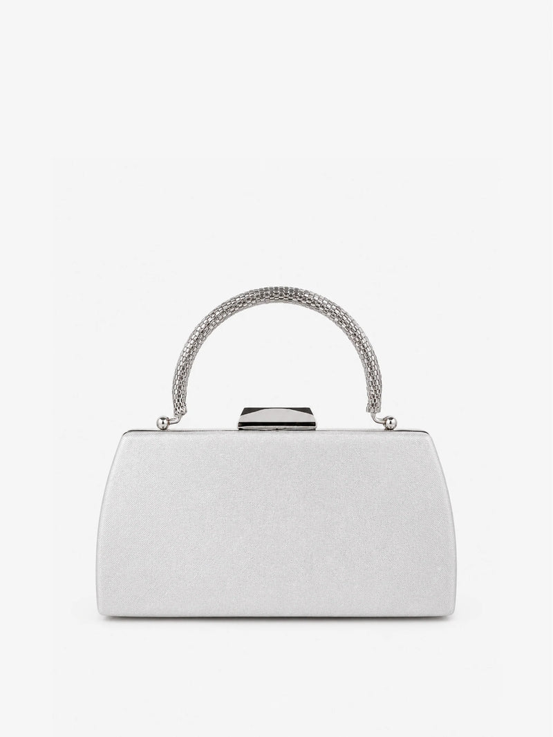 Nuvia Duo Top Handle Clutch Bag in Silver - Accessory - Lustre and Sage