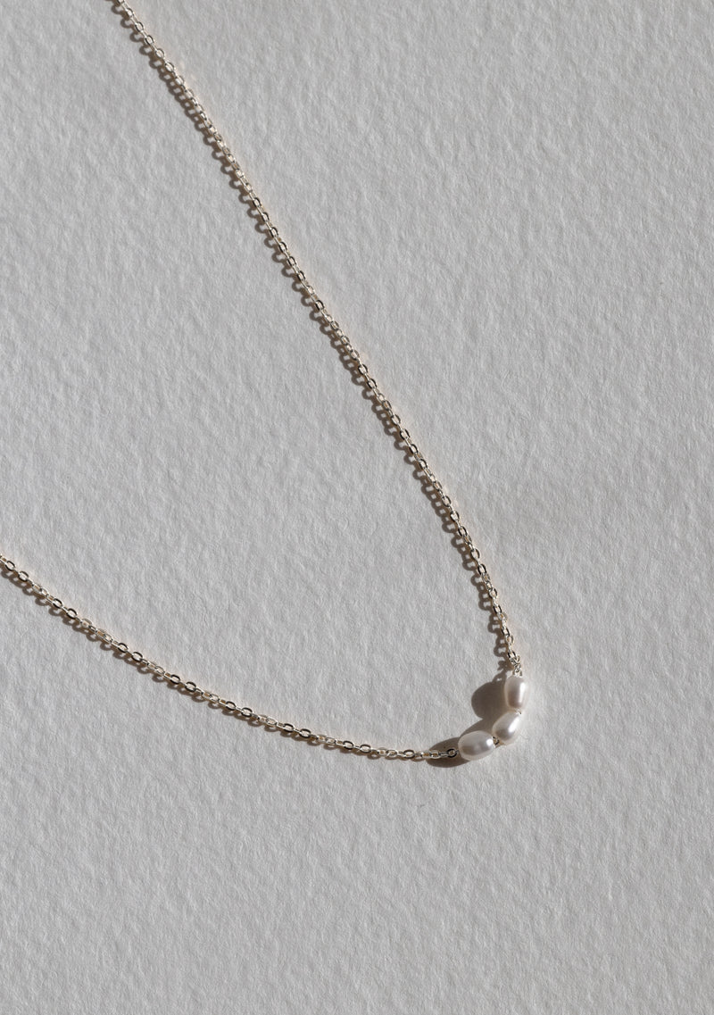 Mini Pearl Necklace - Silver
