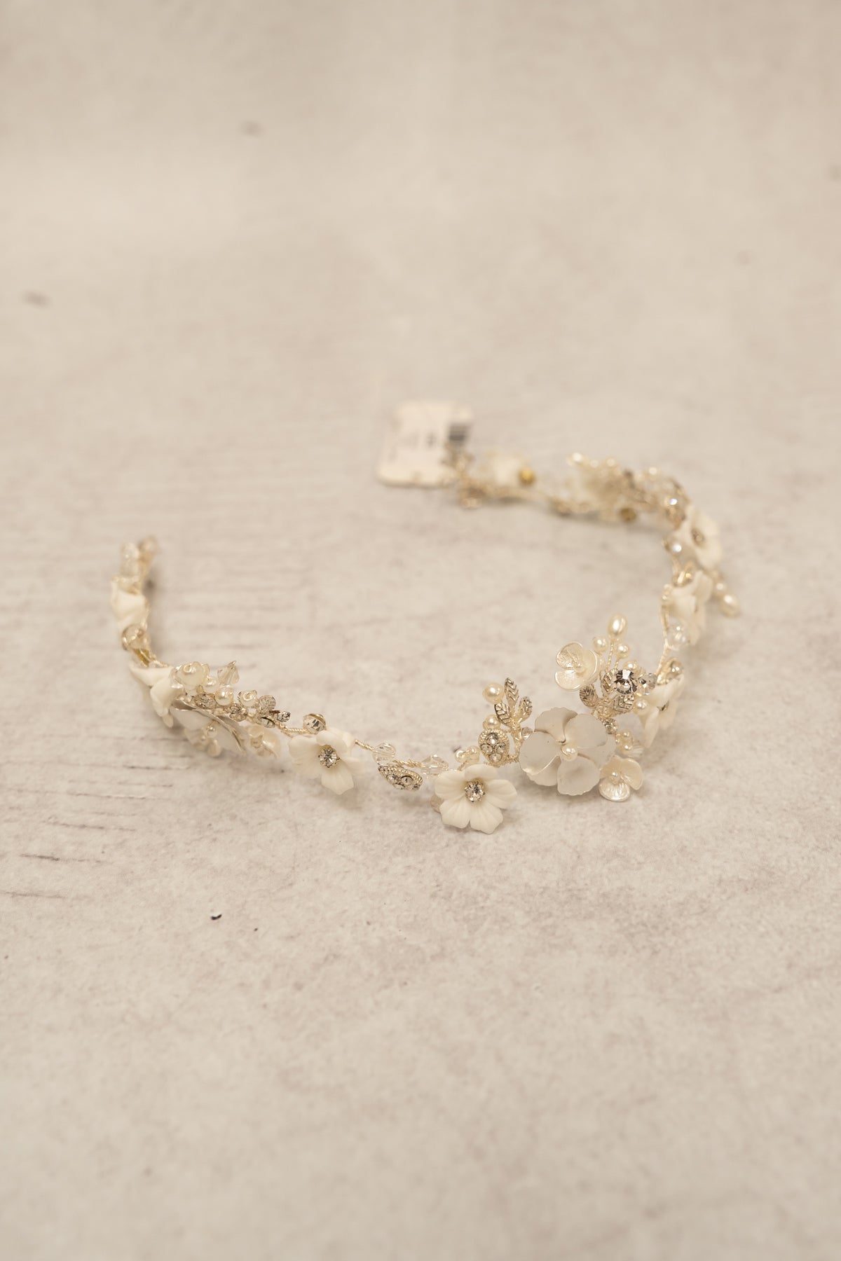 Silver vine accessory with delicate porcelain flowers by Windsor Bridal Jewellery