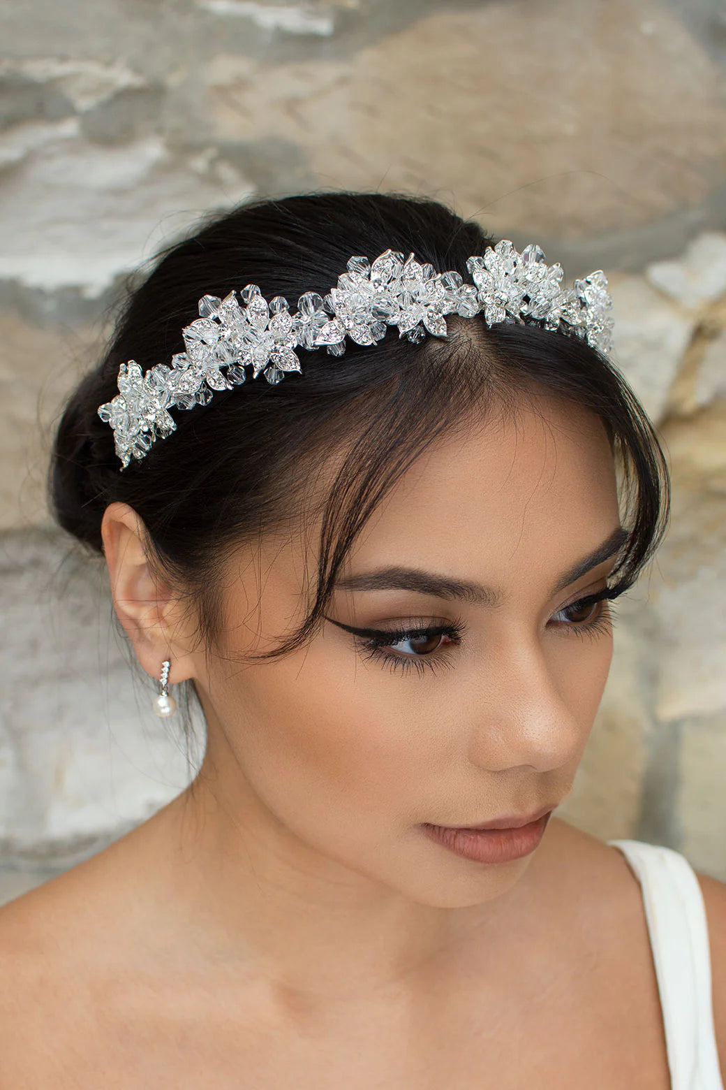 Edwina Silver Crown Clear Crystals - Honey Fawn Boutique