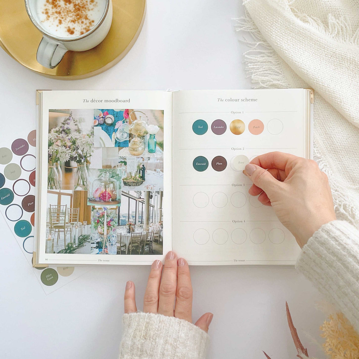 Ivory Cloth Wedding Planner Book with Gold Foil and Gilded Edges - Giftware - Blush and Gold